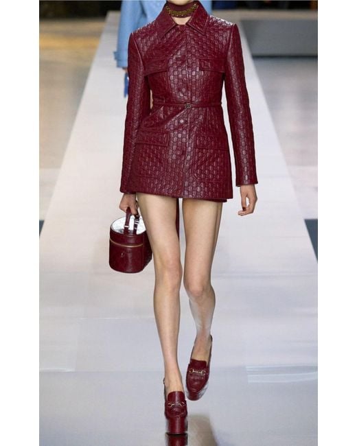 Gucci Red Ottavia GG Platform Pumps 145mm