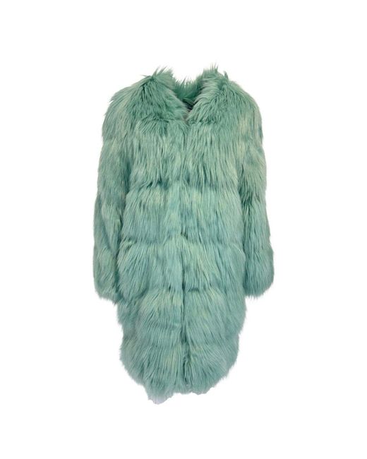 Gucci Green Faux Fur Coat In Mint Color