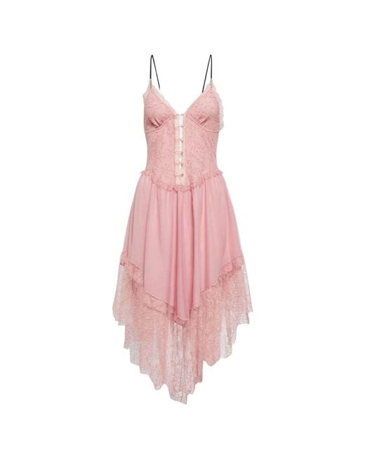 Gucci Pink Lace-trimmed Chiffon Lingerie Dress