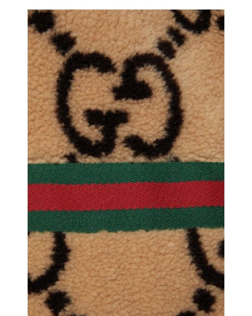 Gucci Natural Gg-pattern Fleece Jacket