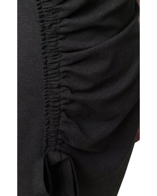 Oscar de la Renta Black Gathered-detail Shift Dress
