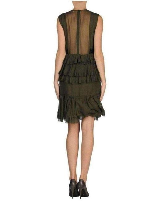 Emilio Pucci Green Silk Lace Ruffled Dress
