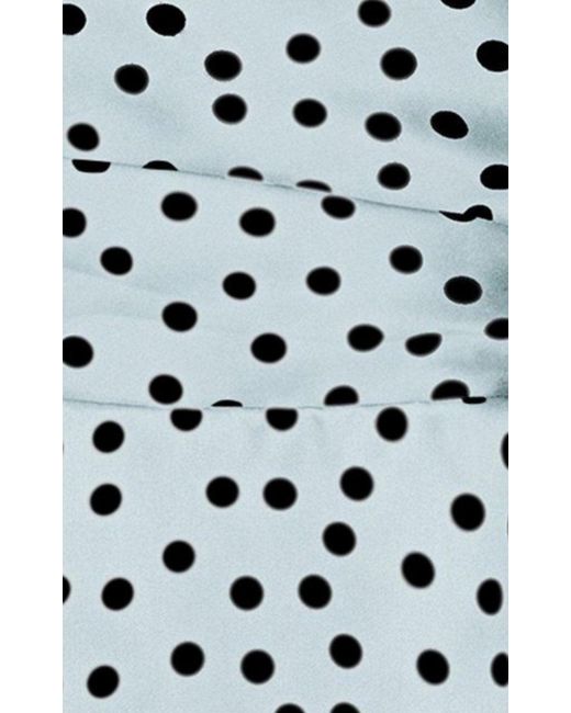 Rasario Blue Polka-dot Silk Corset Midi Dress