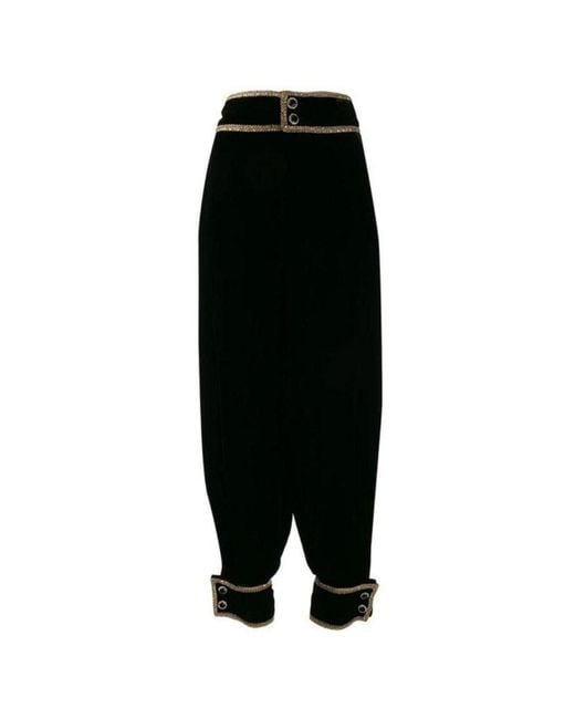 Gucci Black Jewel-embellished Cotton Trousers