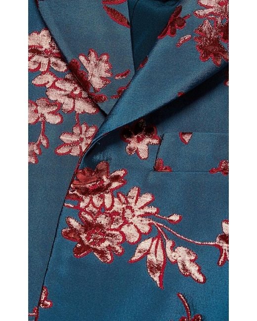 Carolina Herrera Blue Floral Cropped Bolero Jacket