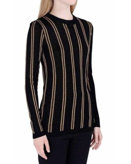 Balmain Black And Gold Striped Sweater