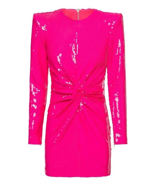 Alex Perry Pink Jade Sequin-embellished Structured Mini Dress