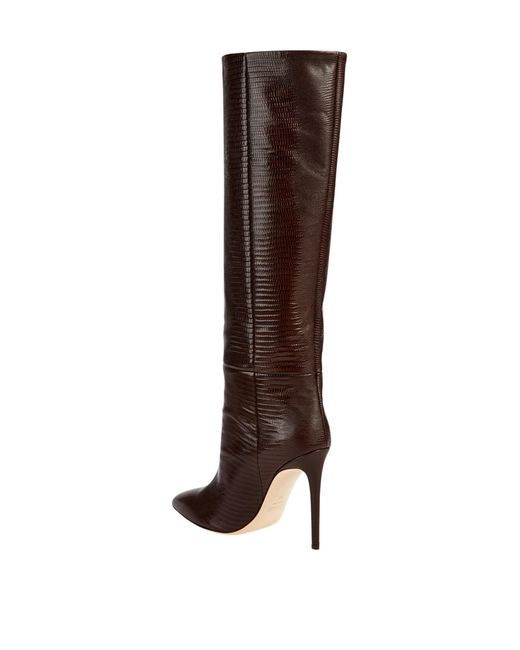 Paris Texas Brown Crocodile-effect Leather Knee-high Boots