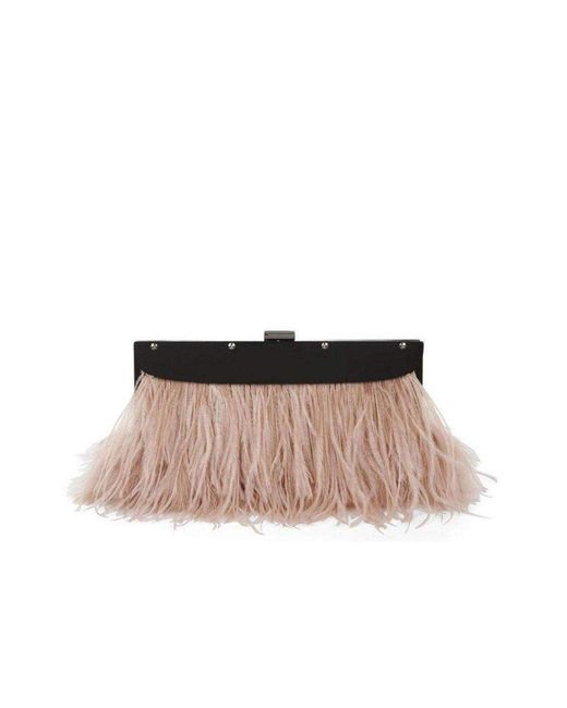 BCBGMAXAZRIA Multicolor Portia Feather-trim Lucite Clutch