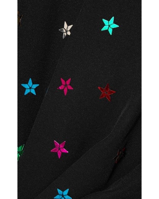 The Attico Black Gathered Sequin-embellished Crepe De Chine Mini Dress