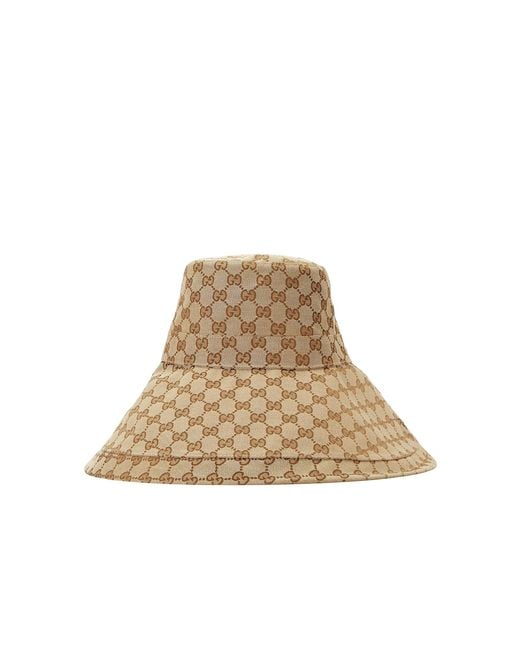 Gucci Natural GG Canvas Wide Brim Hat