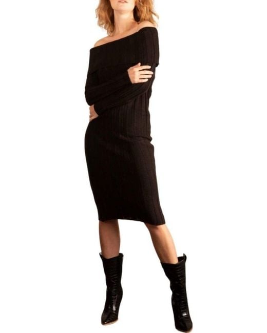 Cult Moda Black Bodycon Off Shoulder Dress