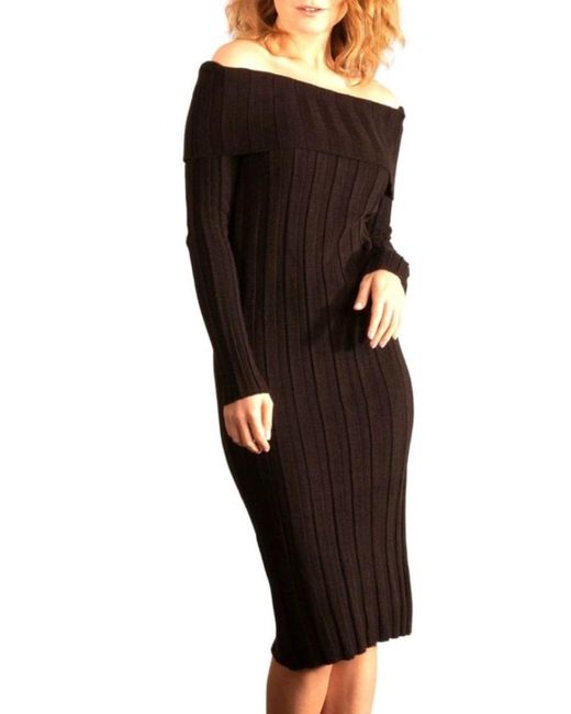 Cult Moda Black Bodycon Off Shoulder Dress