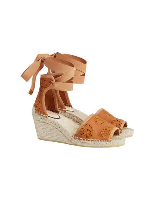 Gucci Interlocking G Platform Espadrilles Brown Canvas