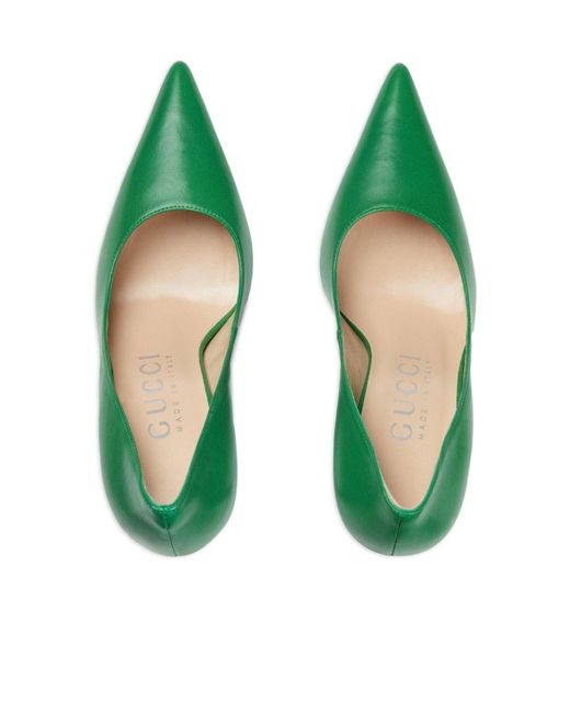 Gucci Pointed-toe 105mm Green Leather Pumps