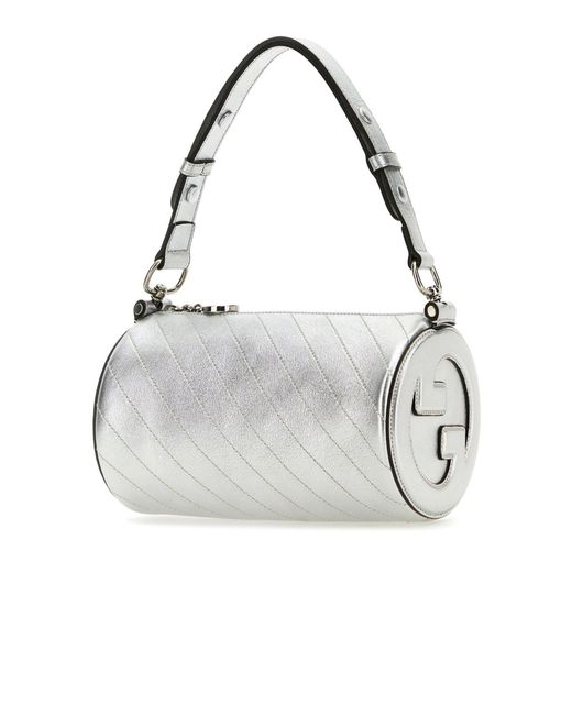 GUCCI ★ GG BLONDIEショルダーバッグ シルバー Gucci Silver Blondie Mini Shoulder Bag in White | Lyst