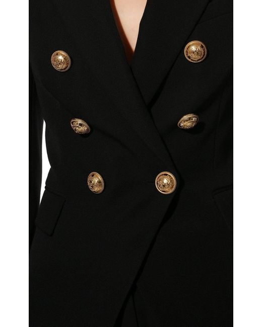 Balmain Black Classic Double-breasted Wool Blazer