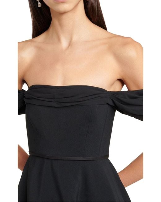 Giambattista Valli Black Off-shoulder Flared Midi Dress