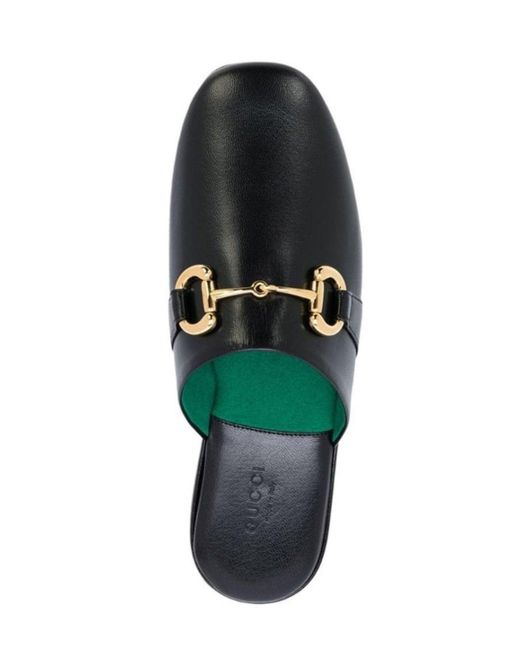 Gucci Black Pericle Horsebit Leather Slippers It 34