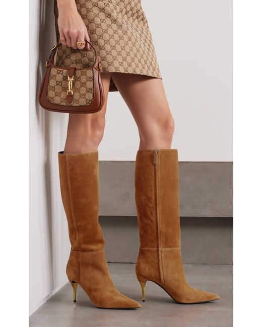 Gucci Brown Priscilla 85 Suede Knee Boots