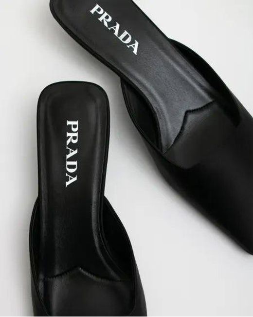 Prada Black Satin Mule Loafers