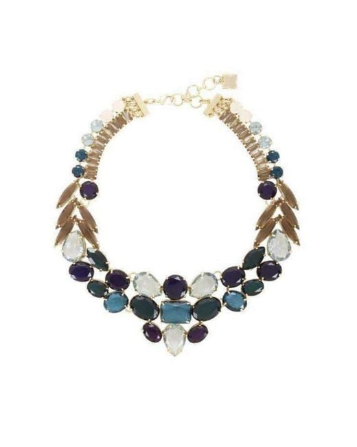 BCBGMAXAZRIA Blue Multi Color Stone Statement Necklace