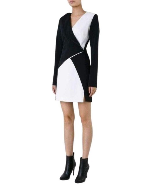 Mugler Black Bonded Monocrome Crepe Long Sleeve Mini Dress