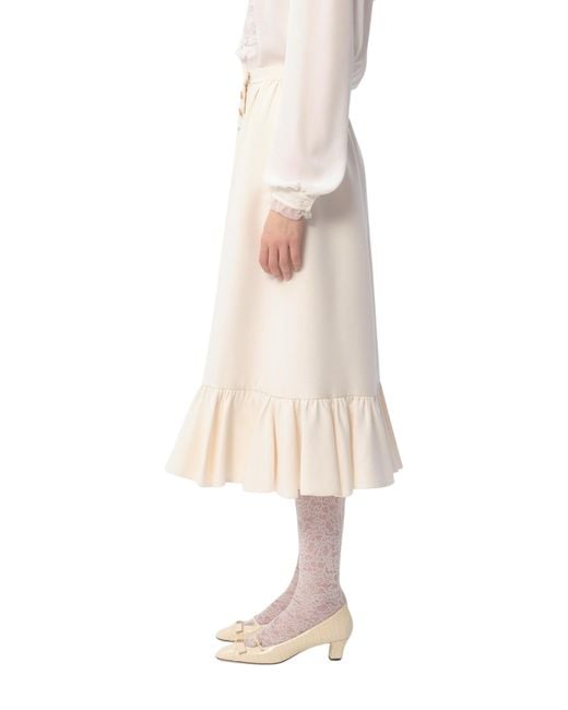 Valentino White Crepe Couture Midi Skirt