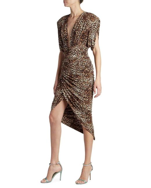 Alexandre Vauthier Brown Leopard-print Ruched Dress