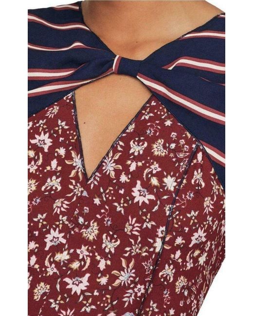 BCBGMAXAZRIA Red Mixed-print Asymmetric Dress