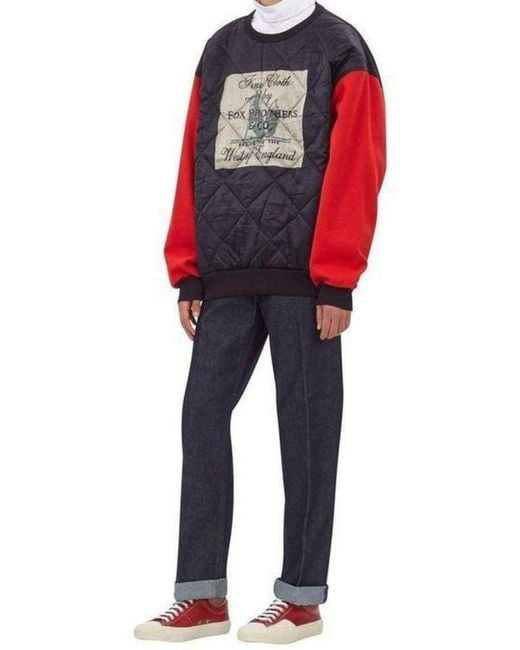 Dries Van Noten Red Fox Brothers Quilted Cotton Sweatshirt for men