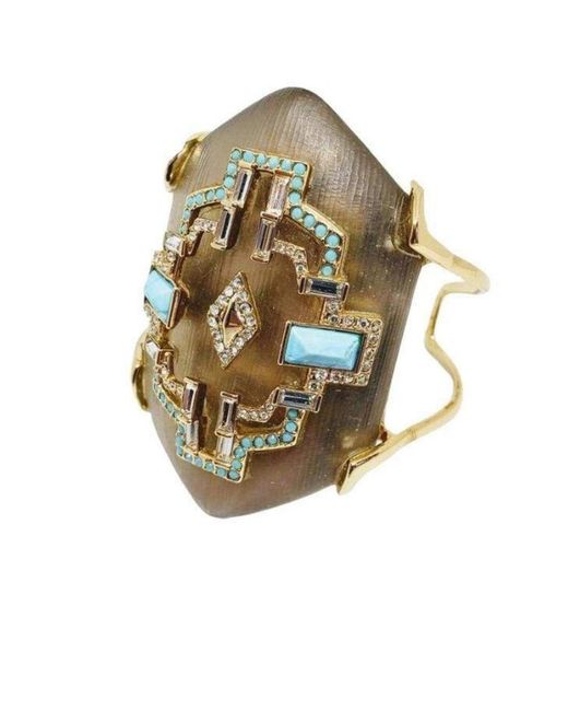 Alexis Metallic Crystal And Turquoise Cuff Bracelet