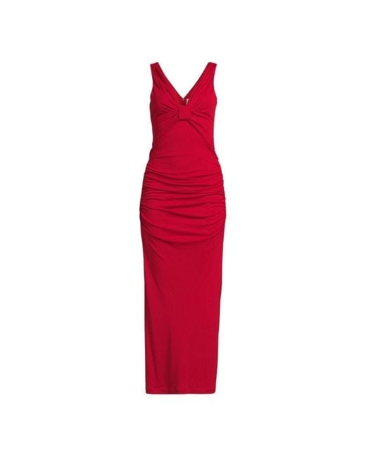 Carolina Herrera Red Ruched Stretch-jersey Maxi Dress