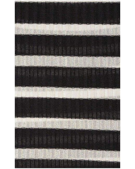 Jean Paul Gaultier Blue Mixed Wool Striped Optical Illusion Dress