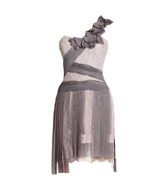 BCBGMAXAZRIA Red Pleated Contrast Lace Dress