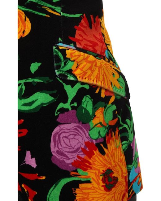 Gucci Green Floral Print Velvet Blazer