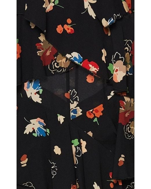 Libertine Black Nina Simone Floral Ruffle Silk Skirt
