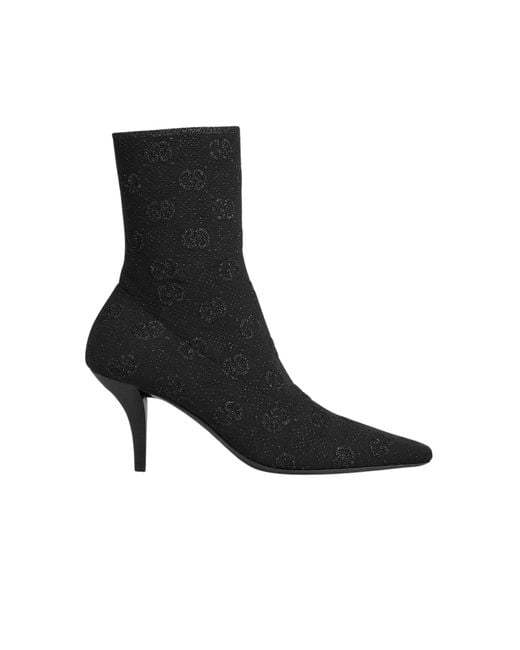 Gucci Black GG Knit Ankle Boots