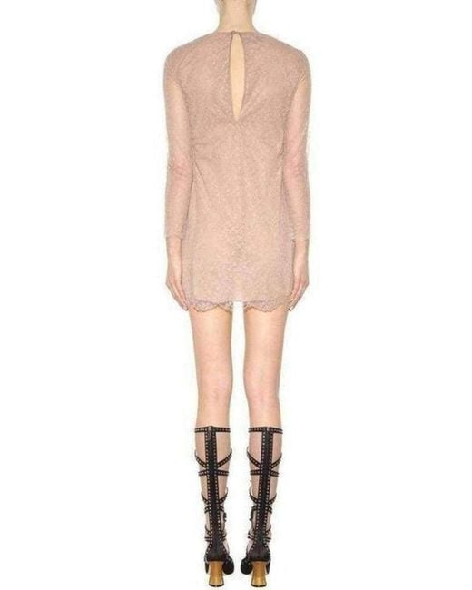 Gucci Natural Nude Lace Embroidered Dress