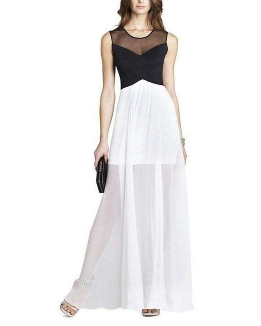 BCBGMAXAZRIA White Giovanna Silk Blend Gown Dress