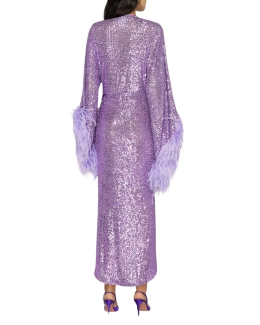 Nervi Purple Feather Sequinned Dress