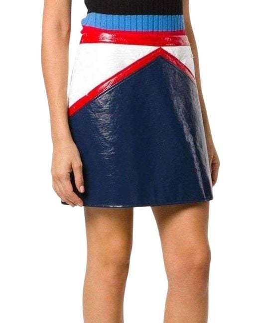 Courreges Blue And White Vinyl Mini Skirt