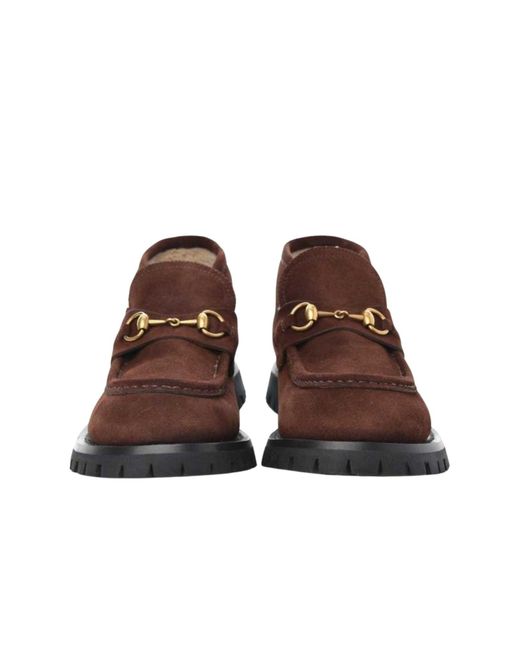 Gucci Brown Shearling Harald Horsebit Ankle Boots for men
