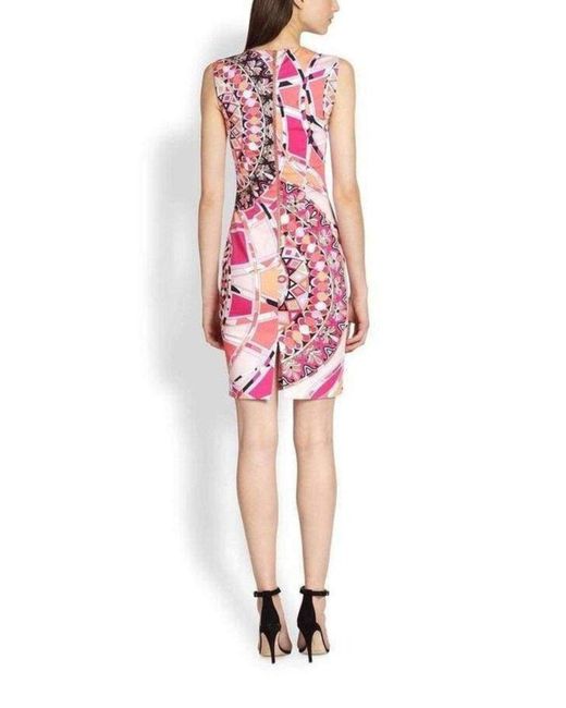 Emilio Pucci Pink Signature Print Sheath Cotton Dress