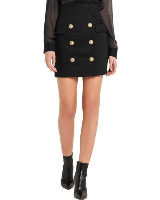 Balmain Black Buttoned Mini Skirt