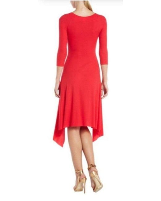 BCBGMAXAZRIA Red Bess Off-the-shoulder Asymmetrical Dress