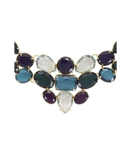 BCBGMAXAZRIA Blue Multi Color Stone Statement Necklace