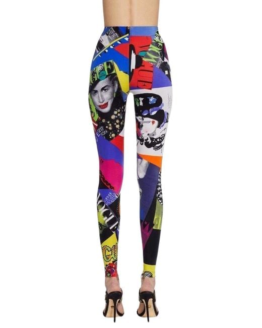 Versace Multicolor Vogue Ss'91 Print Tribute Tights It 46 (us 10)