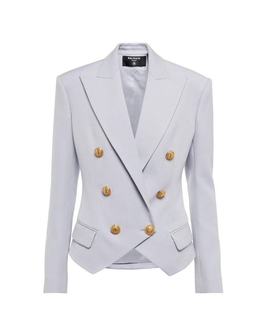 Balmain Double Breasted Blue Wool Blazer