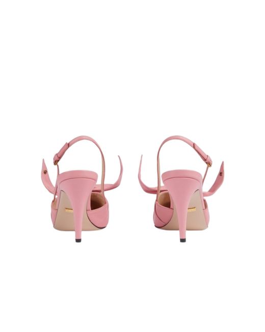 Gucci Pink Bow-embellished Leather Slingback Pumps